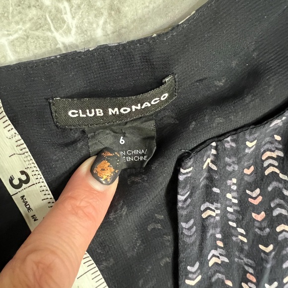 Club Monoco Navy Blue Geometric Print Silk A Line Swing Dress with Pockets 6 - Picture 4 of 8